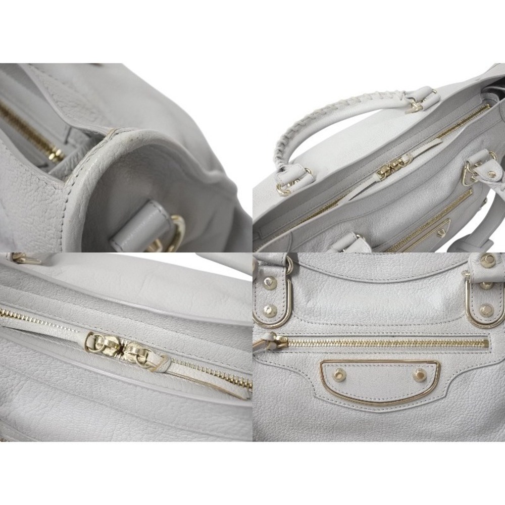 Balenciaga Gray Hobo Handbag Shoulder One Leather The City - Picture 7 of 10